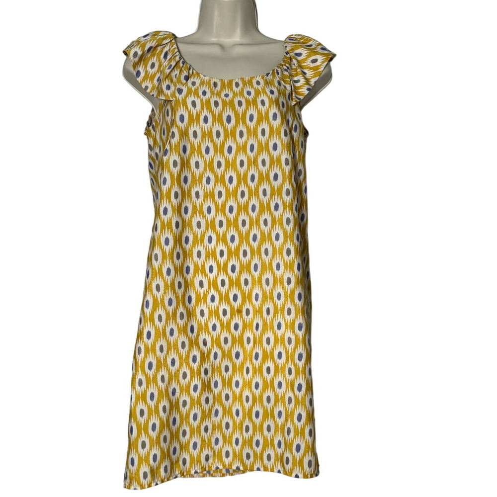 Soprano Womens Cap Sleeve Yellow Print Dress Size‎ M